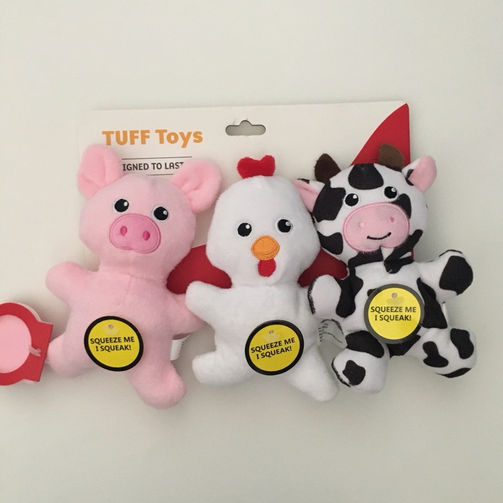 NEW Dog Toys 3 Mini Plush Farm Animals with Squeakers | Tuff Toys